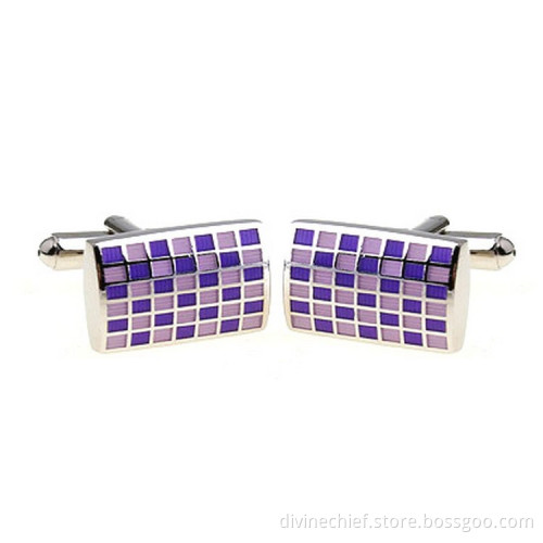 Fashion Custom Square Lattice Enamel Cufflinks For Mens Suit Shirts